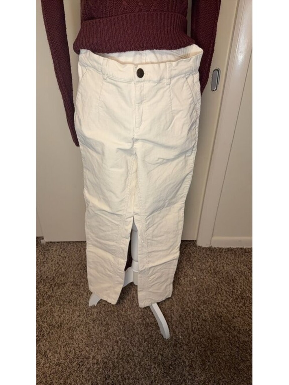 Et Satin White Corduroy Pants